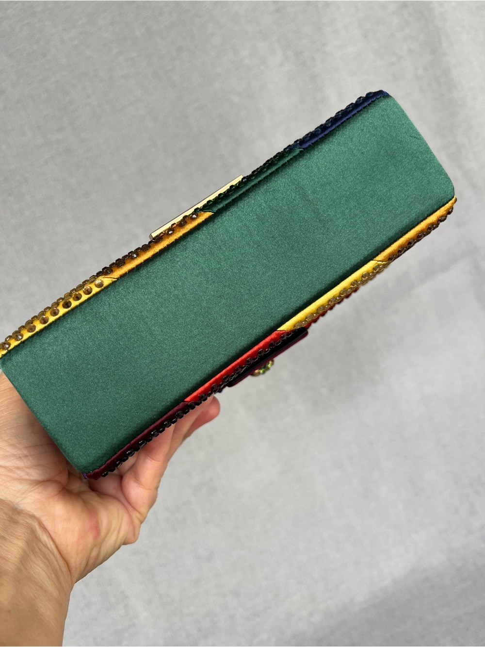 Kurt Geiger Rainbow Crystal embellished Satin Mini convertible bag NWT - Picture 15 of 17
